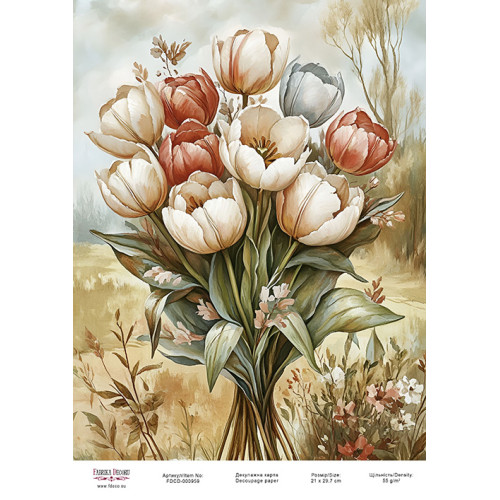 Декупажна картка Весняні квіти-10 №000959, 21×29,7 см  