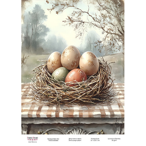 Декупажная карта Пасхальные яйца-18 №000990, 21см x 29,7см