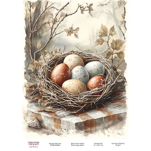 Декупажная карта Пасхальные яйца-19 №000991, 21см x 29,7см