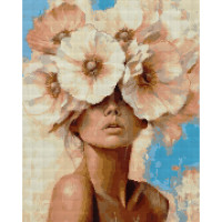 Алмазная мозаика SANTI Девушка и нежный цветок 40х50 см на подрамнике