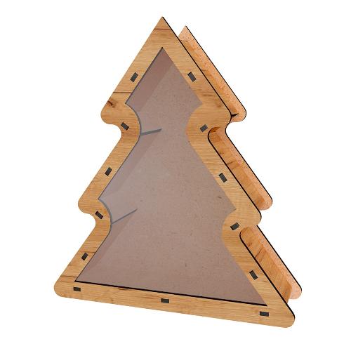 Подарочная коробочка для презентов и сладостей, Футляр Елка, Размер XL: 30см х 30см х 7см, Дуб крафт