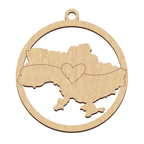Заготовка для декорирования Елочная игрушка Украина в сердце №546