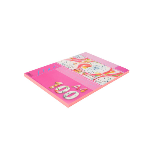 Цветная бумага Розовая флуоресцентная А4, 100 листов