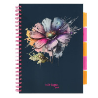 Блокнот STRIGO PADS Project Book A4 Flowers navy blue, 200 страниц, 80 г/м2