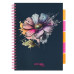Блокнот STRIGO PADS Project Book A4 Flowers navy blue, 200 страниц, 80 г/м2