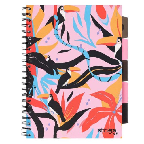 Блокнот STRIGO PADS Project Book A4 Jungla розовый, 200 страниц, 80 г/м2