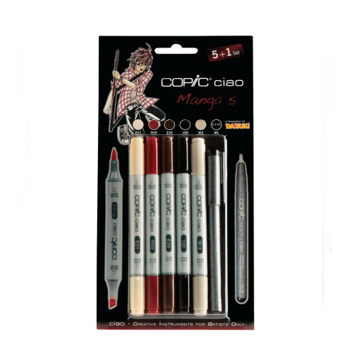 Набор маркеров Copic Ciao - Manga 5 (5шт. + линер 0.3)