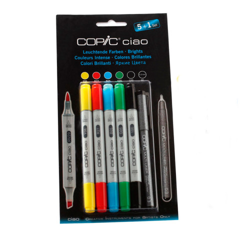 Набор маркеров Copic Ciao - Яркие цвета (5шт. + лайнер 0.3)