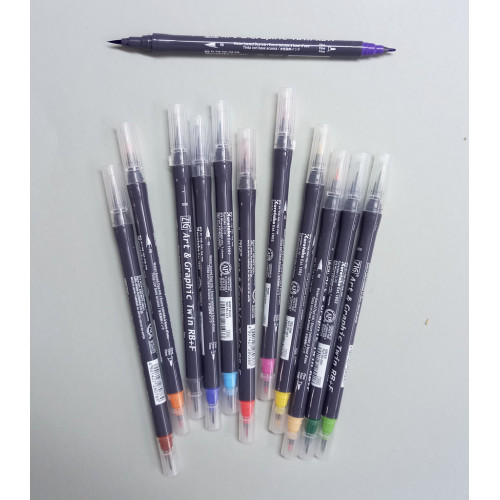 Набір акварельних маркерів ZIG ART&GRAPHIC Twin RB+F, 12 шт  