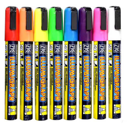 Набір маркерів для всіх поверхонь ZIG ILLUMIGRAPH Big & Broad 6 мм, 8 шт  