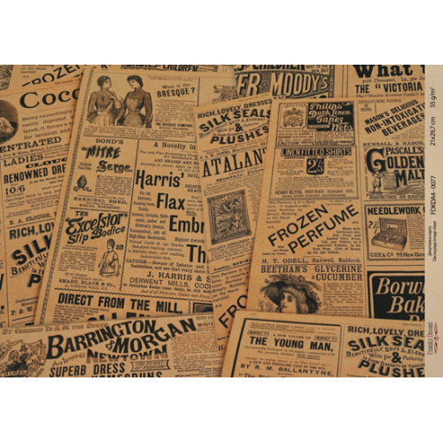 Декупажна карта на крафт-папері 29,7×21 см, Vintage Newspaper, №0077  