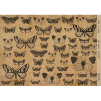 Декупажная карта на крафт бумаге 21x29,7см, Butterflies, №0086