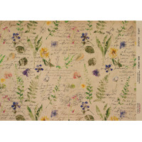 Декупажная карта на крафт бумаге 21x29,7см, Ботаника Винтаж, №0088