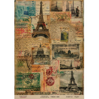 Декупажная карта на крафт бумаге 21x29,7см, Travels, №0090