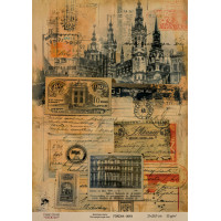 Декупажная карта на крафт бумаге 21x29,7см, Travels, №0093
