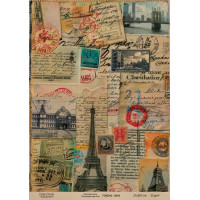 Декупажная карта на крафт бумаге 21x29,7см, Travels, №0094