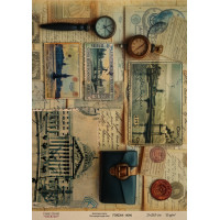 Декупажная карта на крафт бумаге 21x29,7см, Travels, №0096