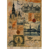Декупажная карта на крафт бумаге 21x29,7см, Travels, №0098