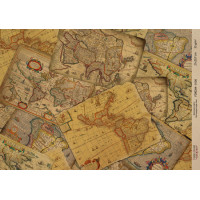 Декупажная карта на крафт бумаге 21x29,7см, Travels, №00100