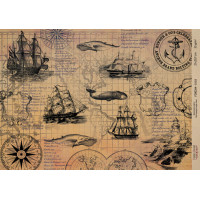 Декупажная карта на крафт бумаге 21x29,7см, Travels, №00103