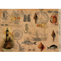 Декупажна карта на крафт-папері 21x29,7см, Travels, №00104