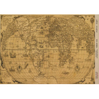 Декупажная карта на крафт бумаге 21x29,7см, Vintage world map, №00105