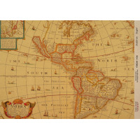 Декупажна карта на крафт-папері 21x29,7см, Vintage world map, №00106