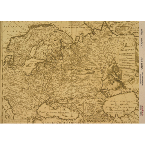 Декупажная карта на крафт бумаге 21x29,7см, Vintage world map, №00107