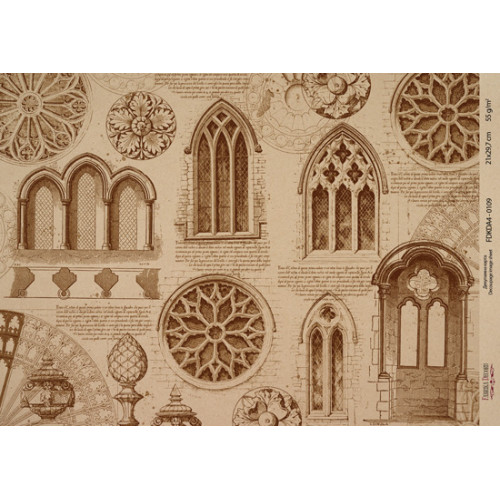 Декупажна карта на крафт-папері 21x29,7см, Architecture, №00109