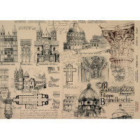 Декупажна карта на крафт-папері 21x29,7см, Architecture, №00110