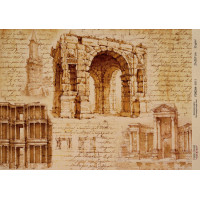 Декупажная карта на крафт бумаге 21x29,7см, Architecture, №00111