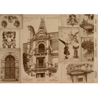 Декупажная карта на крафт бумаге 21x29,7см, Architecture, №00112