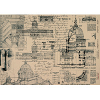 Декупажная карта на крафт бумаге 21x29,7см, Architecture, №00113