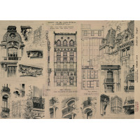 Декупажная карта на крафт бумаге 21x29,7см, Architecture, №00114