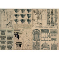 Декупажная карта на крафт бумаге 21x29,7см, Architecture, №00116