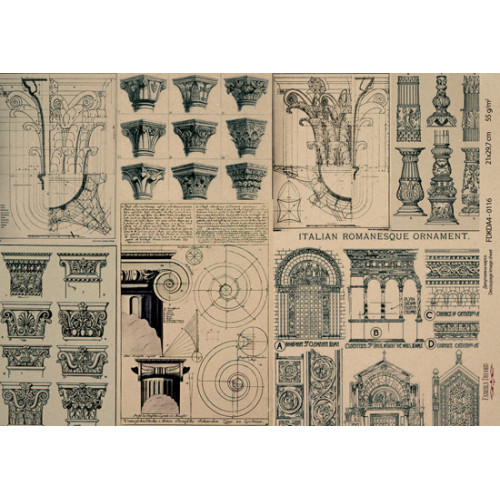 Декупажная карта на крафт бумаге 21x29,7см, Architecture, №00116