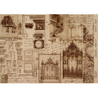 Декупажная карта на крафт бумаге 21x29,7см, Architecture, №00117