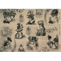 Декупажная карта на крафт бумаге 21x29,7см, Pages from the past, №00118