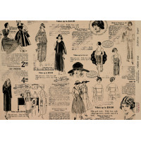 Декупажная карта на крафт бумаге 21x29,7см, Pages from the past, №00120