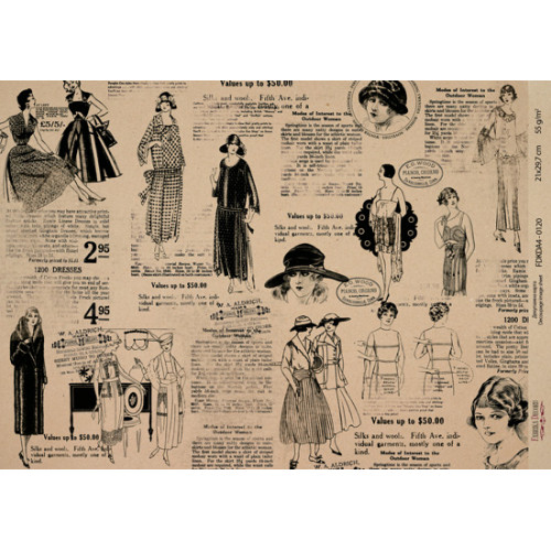 Декупажная карта на крафт бумаге 21x29,7см, Pages from the past, №00120