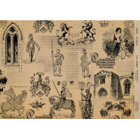 Декупажная карта на крафт бумаге 21x29,7см, Pages from the past, №00121