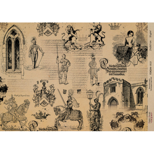 Декупажная карта на крафт бумаге 21x29,7см, Pages from the past, №00121