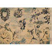 Декупажная карта на крафт бумаге 21x29,7см, Pages from the past, №00122