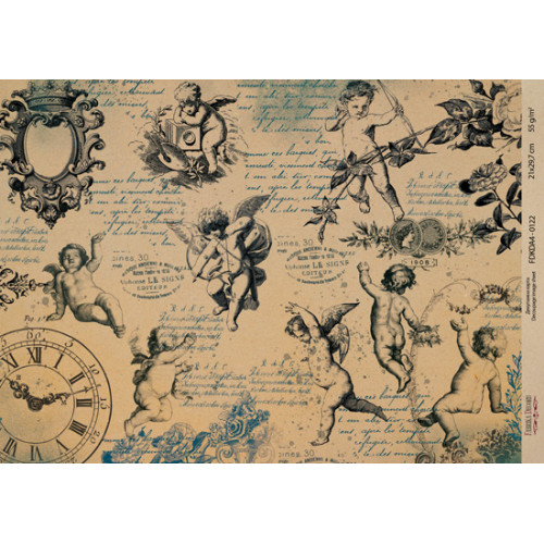 Декупажная карта на крафт бумаге 21x29,7см, Pages from the past, №00122
