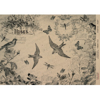 Декупажная карта на крафт бумаге 21x29,7см, Pages from the past, №00123