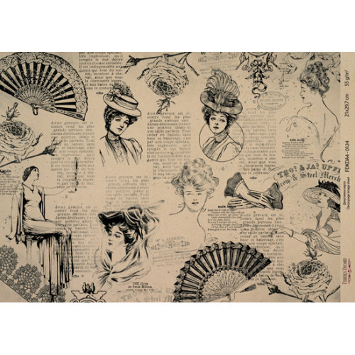 Декупажная карта на крафт бумаге 21x29,7см, Pages from the past, №00124