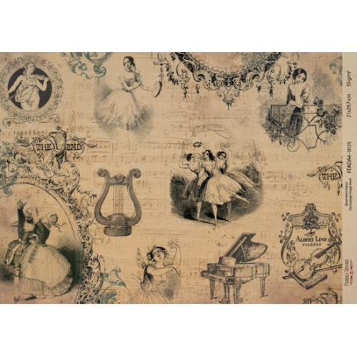 Декупажная карта на крафт бумаге 21x29,7см, Pages from the past, №00125