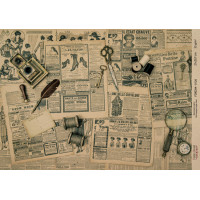 Декупажная карта на крафт бумаге 21x29,7см, Pages from the past, №00126