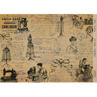 Декупажная карта на крафт бумаге 21x29,7см, Pages from the past, №00127