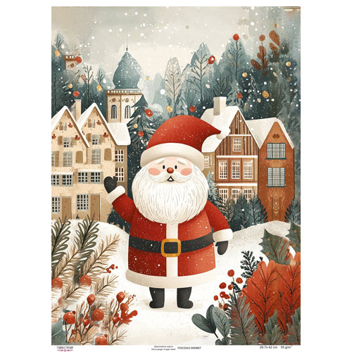 Декупажна карта Дед Мороз в городе, №0867, 29,7x42см